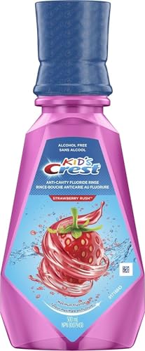 Crest Kids Anti-Cavity Fluoride Mouthwash - Alcohol Free, Strawberry Rush, 500 mL