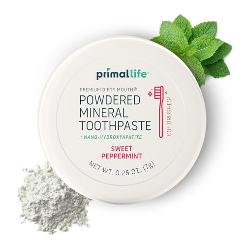 Primal Life Organics Dirty Mouth Toothpowder - Organic Vegan Mint Formula for Healthy Teeth (0.25 oz)