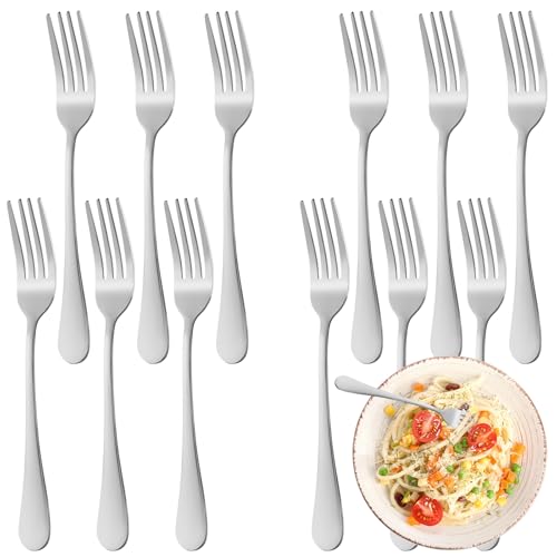 16-Piece Stainless Steel Dinner Fork Set - 7.3 Inch, Polished, Dishwasher Safe