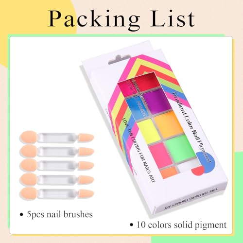 Fcozpjk Neon Pigment Powder Set - 10 Colors for Nail Art