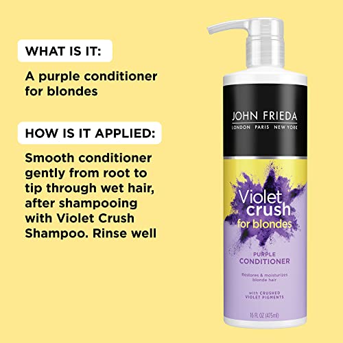 John Frieda Violet Crush Purple Conditioner for Blonde Hair, 16 FL OZ
