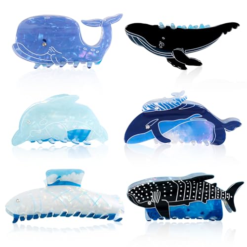 Kogcmeetl 6 Pcs Sea Animal Hair Clips - Cute Ocean Hair Accessories for Women & Girls | Marine Life Claw Clips for Thick & Thin Hair