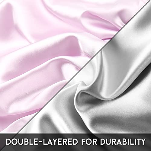 X-Large Satin Sleep Bonnet for Women - Double-Layer Long Hair Cap with Tie Band, Lilac Purple