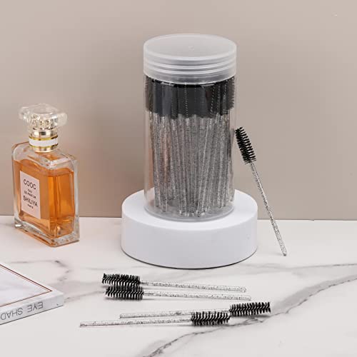 100 Disposable Mascara Wands with Container - Black Eyelash Brushes