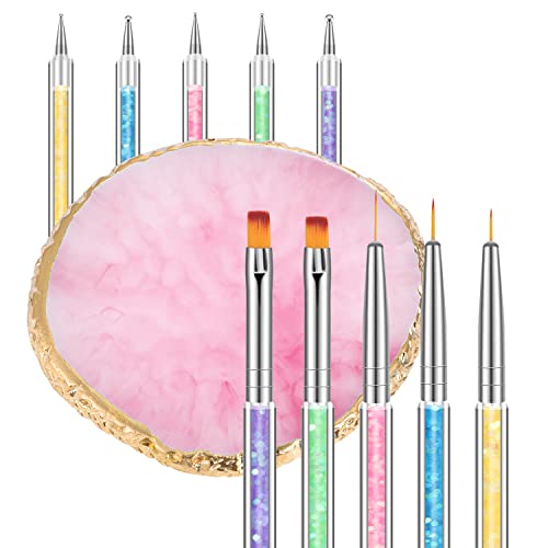 BESARME 6-Piece Resin Nail Art Palette Set with 5 Brushes
