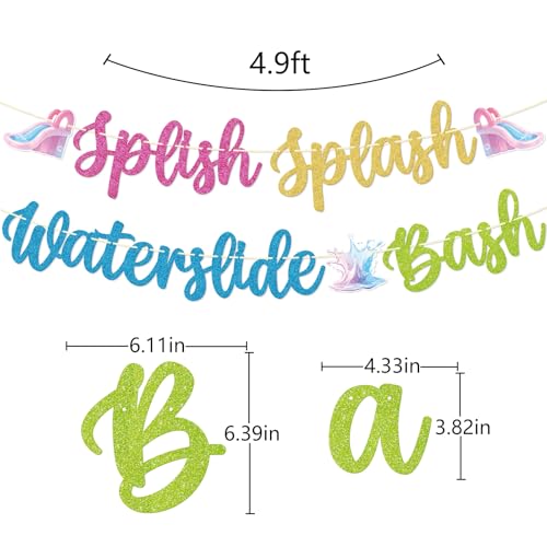 Qttier Splish Splash Waterslide Bash Banner - Pool Party Decor