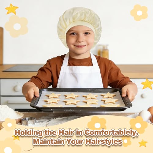 PIEMEET 3-Pack Kids Satin Sleep Bonnet, 11-Inch Adjustable Hair Care Cap
