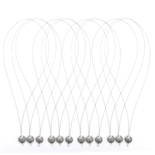 12Pcs Hair Extension Nano Loop Threading Tool Set for Beads & Feathers - Silver, 24cm