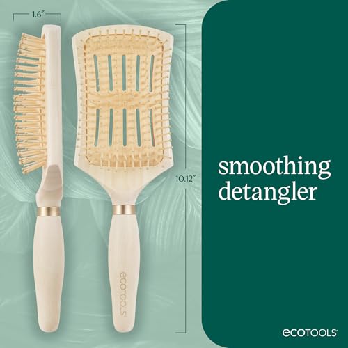 EcoTools Smoothing Detangler Paddle Brush - 1 Count | Flexible Bristles for Wet or Dry Hair