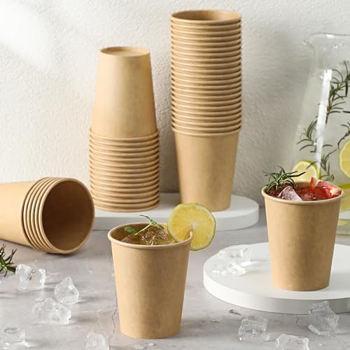 AOZITA 120 Count 8 oz Disposable Paper Cups for Hot & Cold Beverages