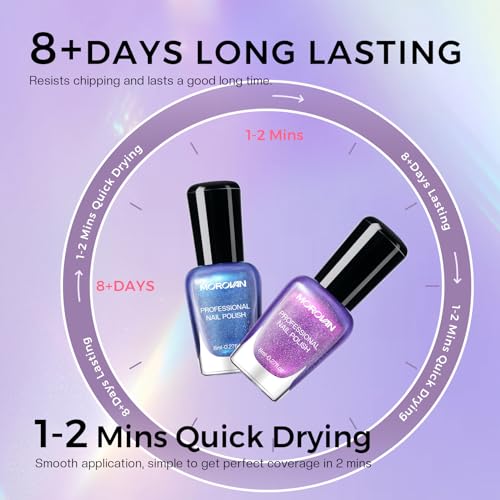 Morovan Ombre Nail Polish Set: 6-Piece Aurora Pearl Iridescent Glitter Kit