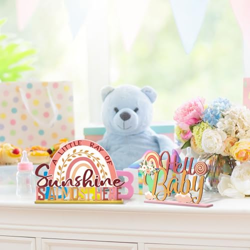Boho Rainbow Baby Shower Centerpieces - 6 Pcs Floral Table Decor