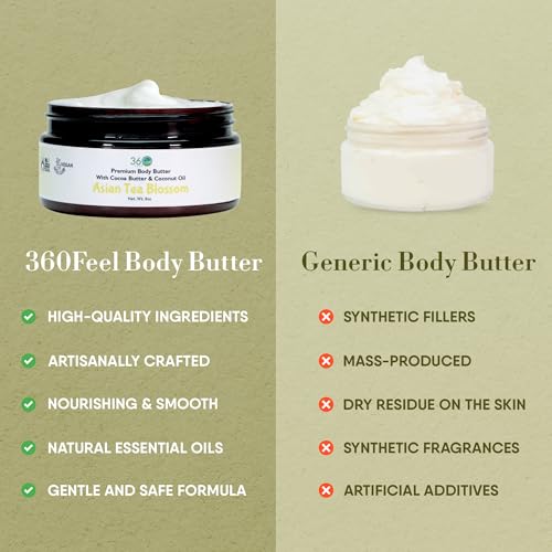 360Feel Asian Tea Blossom Body Butter, Shea & Cocoa Butter, 8 oz
