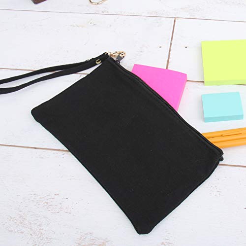Threadart White Canvas Wristlet Makeup Bag - 5x9 Cotton