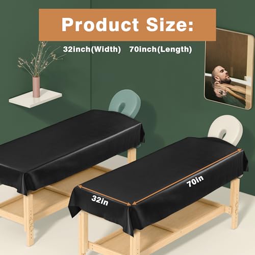 70 x 32 Inch Waterproof PU Leather Massage Table Cover - Black