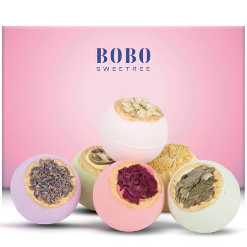 BoboSweeTree 6-Piece Floral Bath Bomb Gift Set with Essential Oils