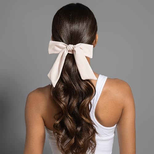 White Goddess Ribbon Bow Scrunchie - Ultra-Soft Hair Accessory