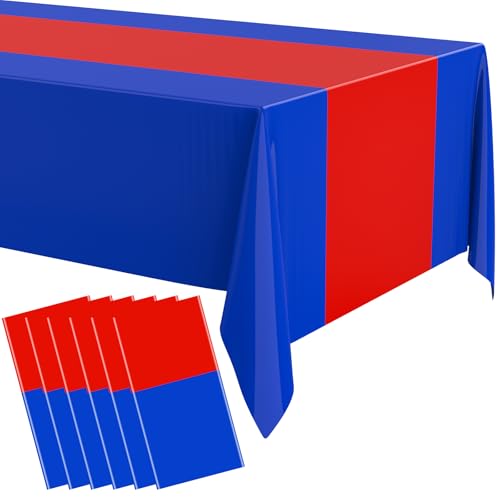 Oudain 3-Pack Disposable Tablecloths 54" x 108" - Blue & Red