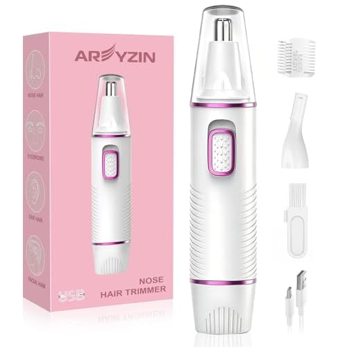 Nose Hair Trimmer for Women,USB Rechargeable Ear and Nose Trimmer,2026 Professiona 2 in 1 Painless Eyebrow & Facial Hair Trimmer Remover,IPX7 Waterproof,Portable Nasal Hair Clipper,Dual-Edge Blades