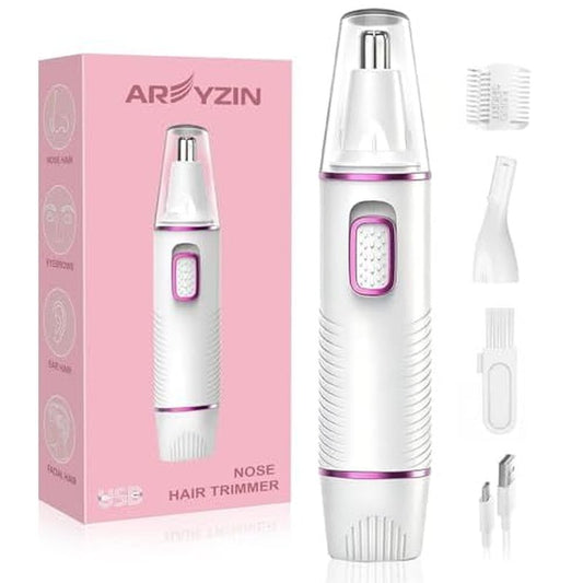 Nose Hair Trimmer for Women,USB Rechargeable Ear and Nose Trimmer,2026 Professiona 2 in 1 Painless Eyebrow & Facial Hair Trimmer Remover,IPX7 Waterproof,Portable Nasal Hair Clipper,Dual-Edge Blades
