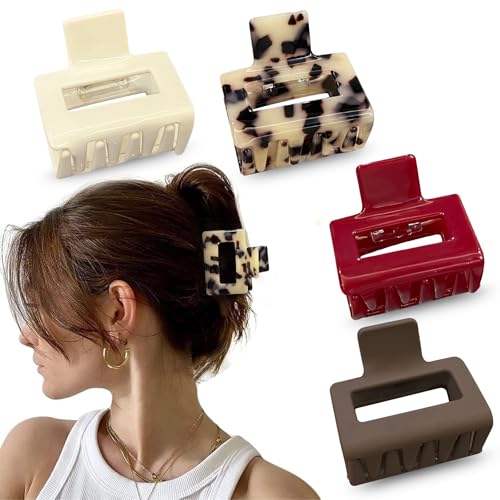 Charming Tortoise Hair Clips for Women - 4 Pack Small Acetate Claw Barrettes