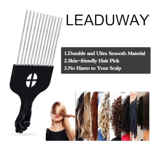 LEADUWAY Afro Hair Pick & Metal Wig Detangler - 2 Pack