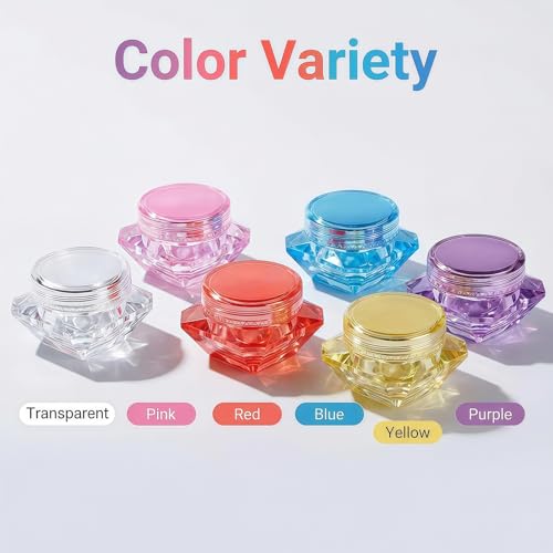 24 Pcs Diamond-Shaped Travel Cosmetic Sample Bottles 5g/5ml - Empty Plastic Containers for Makeup & Skincare