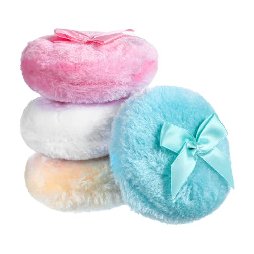 Fluffy Body Powder Pad Set - 4 Reusable Makeup Puffs in 4 Colors