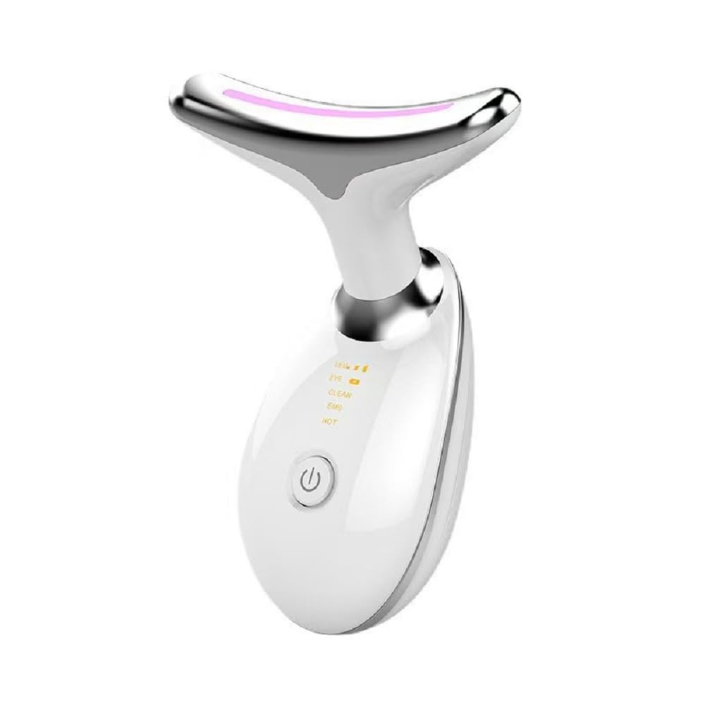 Harry Williams 7-in-1 Face Massager Tool with 7 Color LED Light Therapy, Microcurrent Technology for Skin Firming, Wrinkle Reduction, Double Chin Treatment, Face and Neck Massage Device (White)