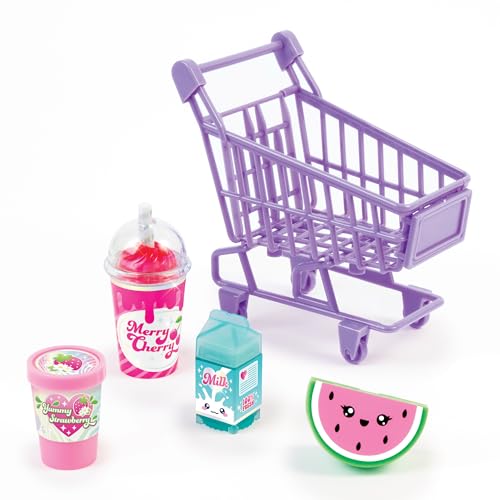 3C4G Tiny Treats Lip Gloss Set with Rolling Mini Cart - Scented Tween Makeup Kit
