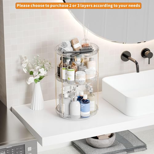 Yieach 2 Tier Acrylic Rotating Makeup and Perfume Organizer, Clear Vanity Storage