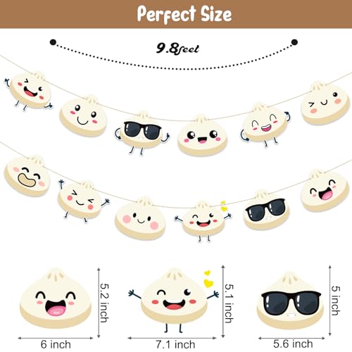 Dumpling Banner Garland Set - 3 Pre-Strung Party Decor