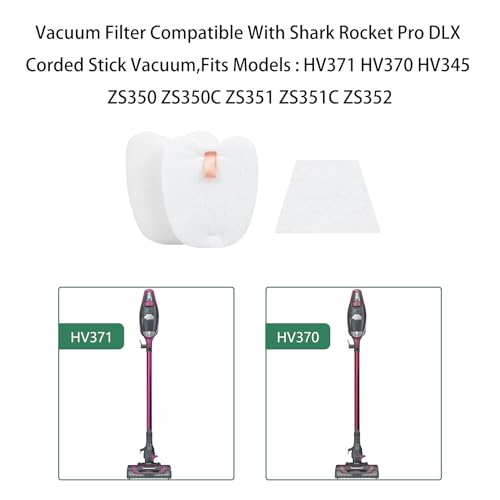 Replacement Filters for Shark Rocket Pro DLX Vacuum (4 Foam, 4 Felt)
