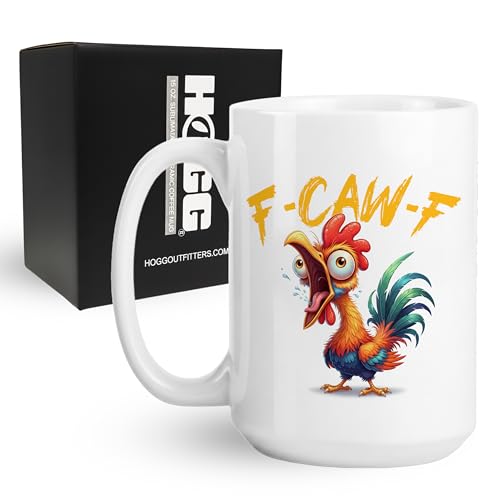 Funny F-Caw-F Coffee Mug for Men - Rooster Hidden Message Gift
