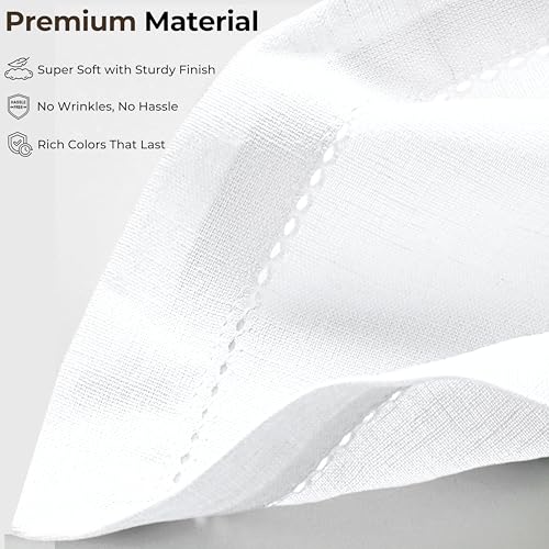 Ramanta Home White Linen Cloth Napkins Set of 4 - 20x20 Inches