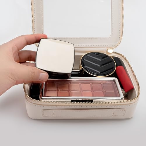 Aveniee Off-White Clear Makeup Bag Organizer - Travel Toiletry Case