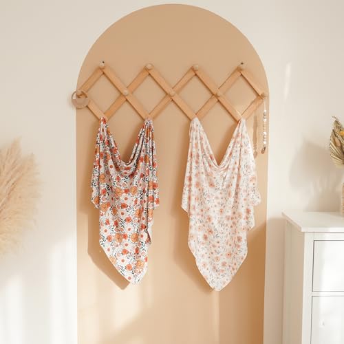 Konssy Baby Blanket & Headband Set - Soft Floral Swaddle for Newborns