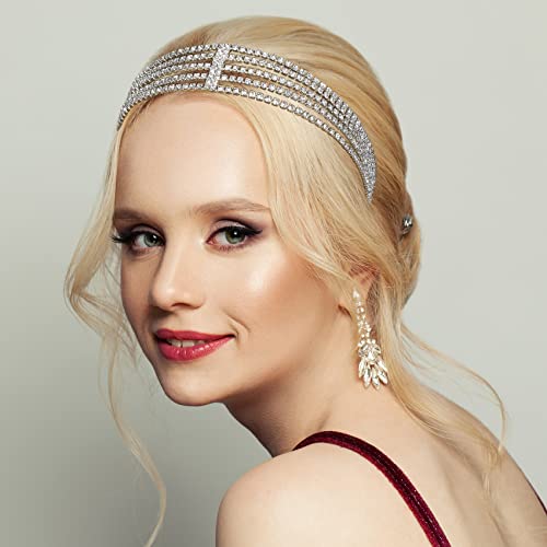 ANCIRS 2 Pack Multi-Layered Elastic Headbands - Gold & Silver