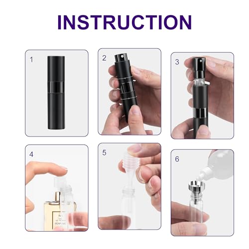 MDDRUIQI 8ML Refillable Travel Perfume Atomizer Bottles - 2 Pack, Leakproof & Compact