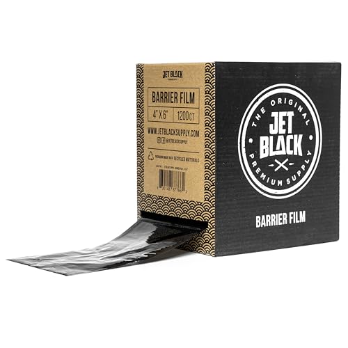 Jet Black Barrier Film Roll, 4" x 6" Perforated Disposable Protective Sheets