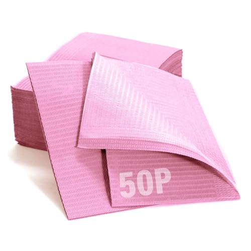 50-Pack Pink Disposable Tattoo Bib Sheets - 13x18, 3-Ply Water-Resistant