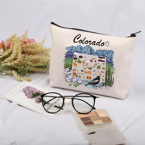 Colorado Map Cosmetic Bag - Durable Canvas Makeup Pouch for Travel