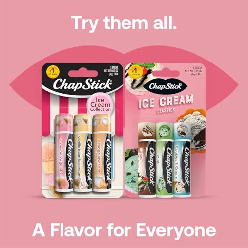 ChapStick Ice Cream Lip Balm Set – 3 Flavors, 0.15 Oz Each