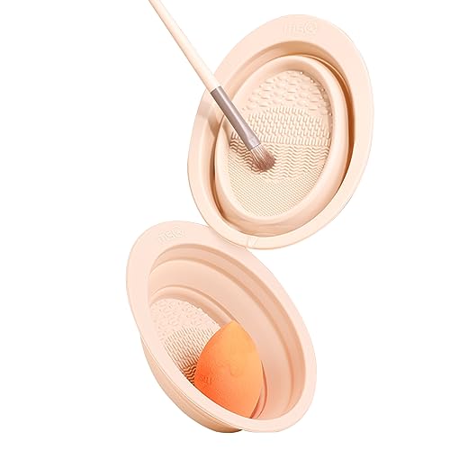 Foldable Silicone Makeup Brush Cleaner Bowl Portable Cleaning Mat for Sponges & Puffs