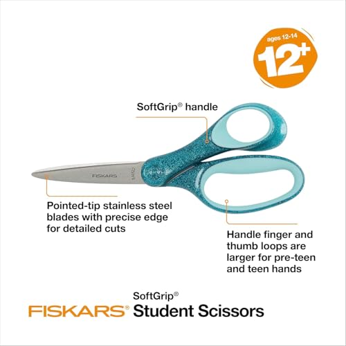 Fiskars Glitter Scissors for Ages 12-14, 7-Inch, 2-Pack