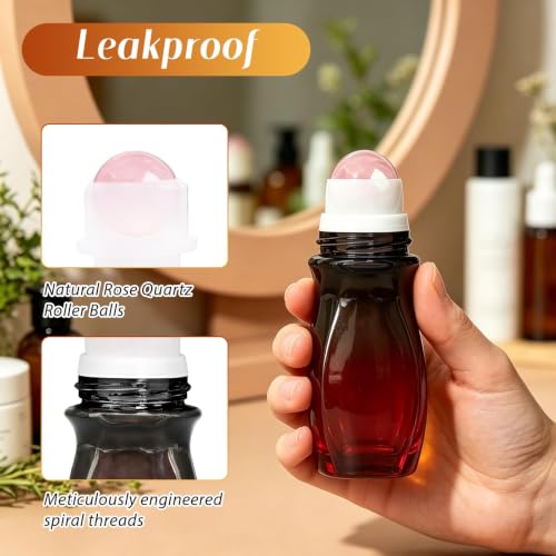 Rose Quartz & Amber Roller Bottle Set - 50ml Gradient & 30ml Amber