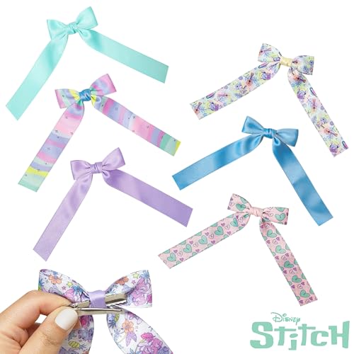 LUV HER Disney Lilo & Stitch Girls' Long Tail Hair Bows - 7 Pack Clips