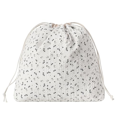 Large Drawstring Hair Tools Travel Bag - 03 Dark Blue Flower