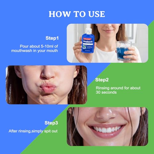 Travel Size Mouthwash Bulk Set - 6 Mini 1.69oz Bottles - Mint & Green Tea