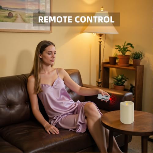 Flameless LED Candle with Remote Control - 4x6 Inch Ivory Pillar